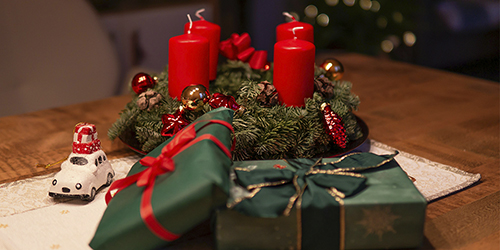 Christmas gifts and candles