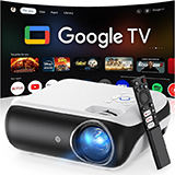 HAPPRUN Projector, Google TV Projector with WiFi and Bluetooth, 4K Support